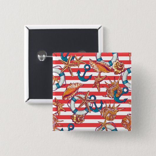 Trendy Beach Pattern Vierkante Button 5,1 Cm (Voorkant /achterkant)