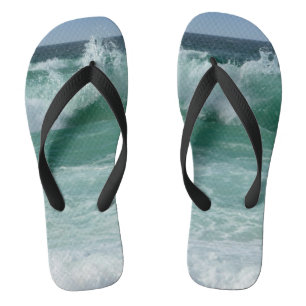 Trendy Beach Seaside Zee Waves Sand Sjabloon Teenslippers