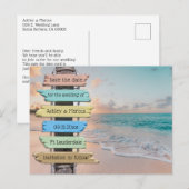 Trendy Beach Sign Weddenschap Save the Date Aankondigingskaart (Voorkant / Achterkant)