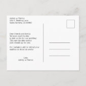 Trendy Beach Sign Weddenschap Save the Date Aankondigingskaart (Achterkant)