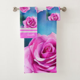 Trendy Beauful Waterverf roze Roses Collectie Bad Handdoek