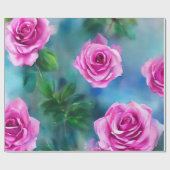 Trendy Beauful Waterverf roze Roses Collectie Cadeaupapier (Vlak)