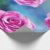 Trendy Beauful Waterverf roze Roses Collectie Cadeaupapier (Hoek)