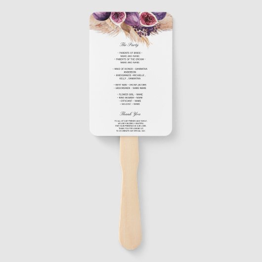 Trendy Beauty Paarse Figs & Pampas Handwaaier (Achterkant)