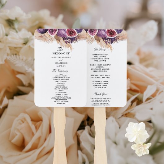 Trendy Beauty Paarse Figs & Pampas Handwaaier