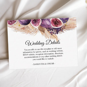 Trendy Beauty Paarse Figs & Pampas Informatiekaartje