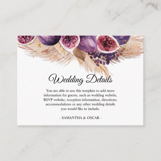 Trendy Beauty Paarse Figs & Pampas Informatiekaartje (Voorkant)