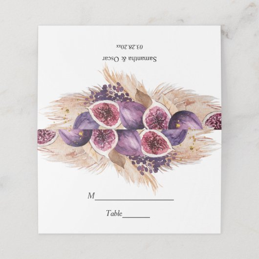 Trendy Beauty Paarse Figs & Pampas Plaatskaartje (Buitenkant ongevouwen)