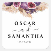 Trendy Beauty Paarse Figs & Pampas Vierkante Sticker (Voorkant)