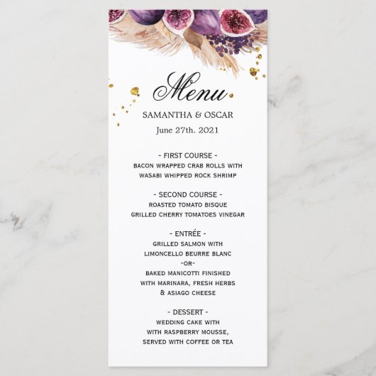 Trendy Beauty Paarse Vijgen & Pampas Menu (Voorkant)