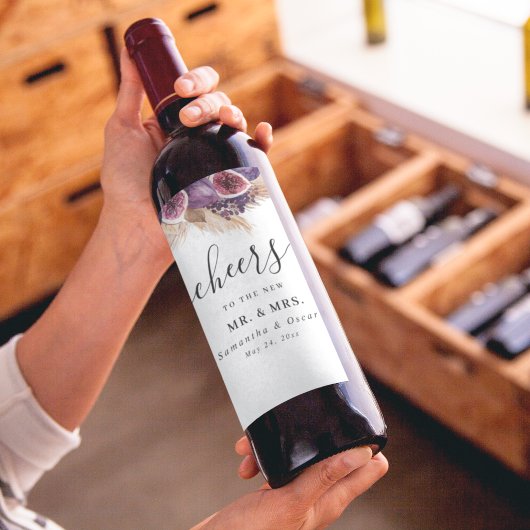 Trendy Beauty Paarse Vijgen & Pampas Wijn Etiket