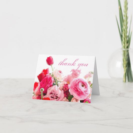 Trendy Bedankt Handgeschreven Script Rozen Bloemen (Voorkant)