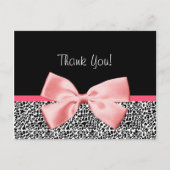 Trendy Bedankt Leopard Print met roze lint Briefkaart (Voorkant)