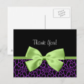 Trendy Bedankt Paarse Giraffe met groen lint Briefkaart (Voorkant / Achterkant)