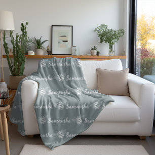 Trendy Bee Custom Kalligrafie Naam Grijs Bombay Fleece Deken