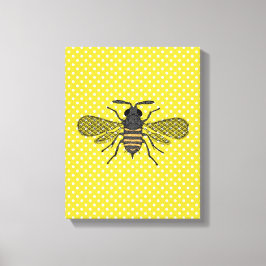 Trendy BEE Yellow Polkadot Pattern Gift Decor NEW Canvas Afdruk