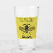 Trendy BEE YOURSELF Gele Stip DECOR Naam Glas (Voorkant)