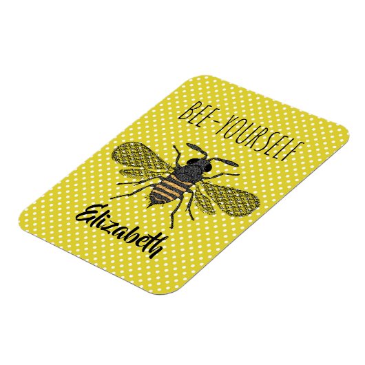 Trendy BEE YOURSELF Gele Stip DECOR Naam Magneet (Linkerzijde)