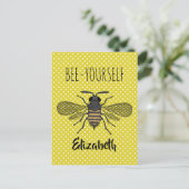 Trendy BEE YOURSELF Yellow Polkadot DECOR genaamd Briefkaart (Staand voorkant)