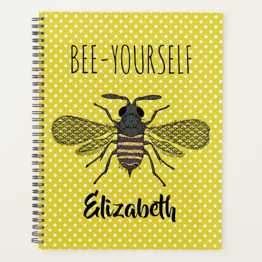 Trendy BEE YOURSELF Yellow Polkadot DECOR genaamd Planner (Voorkant)