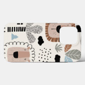 Trendy Beige Black Lion Oerwoud Stoere Hoesje iPho (Achterkant (horizontaal))