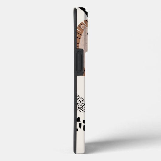Trendy Beige Black Lion Oerwoud Stoere Hoesje iPho (Achterkant / Rechts)
