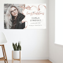 Trendy Beige Bow Foto Afstuderen Banner