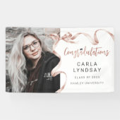 Trendy Beige Bow Foto Afstuderen Banner (Horizontaal)