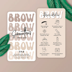 Trendy Beige Brow Aftercare Instructies Retro Visitekaartje