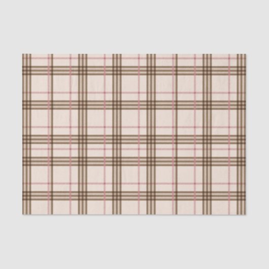 Trendy Beige Brown Tartan Pset Tissuepapier (Voorkant)