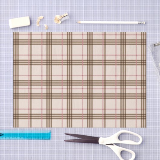 Trendy Beige Brown Tartan Pset Tissuepapier (Craft)