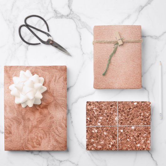 Trendy Beige Bruin Metallic Glitter Inpakpapier Vel (Voorkant)