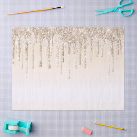 Trendy Beige Champagne Glitter Drift Graphic Tissuepapier (Craft)