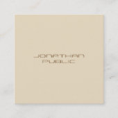 Trendy Beige Eenvoudige Sjabloon Minimalistisch Mo Vierkante Visitekaartje (Voorkant)