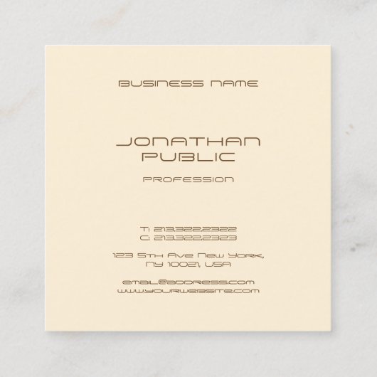 Trendy Beige Eenvoudige Sjabloon Minimalistisch Mo Vierkante Visitekaartje (Achterkant)