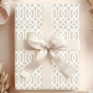 Trendy beige en witte Marokkaanse trellispatroon Cadeaupapier