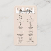 Trendy Beige Lash Aftercare Instructies Retro Visitekaartje (Voorkant)
