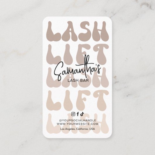 Trendy Beige Lash Lift Tint Aftercare Retro Salon Visitekaartje (Achterkant)
