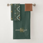 Trendy Beige Monogram met Terracotta Boho Brown Bad Handdoek (Insitu)