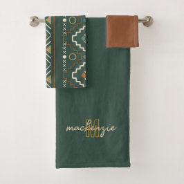 Trendy Beige Monogram met Terracotta Boho Brown Bad Handdoek