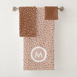 Trendy Beige Monogram met Terracotta Boho Brown Bad Handdoek