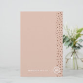 Trendy Beige Monogram met Terracotta Boho Brown Briefpapier (Staand voorkant)