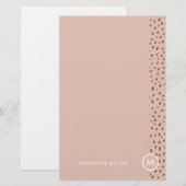 Trendy Beige Monogram met Terracotta Boho Brown Briefpapier (Voorkant / Achterkant)