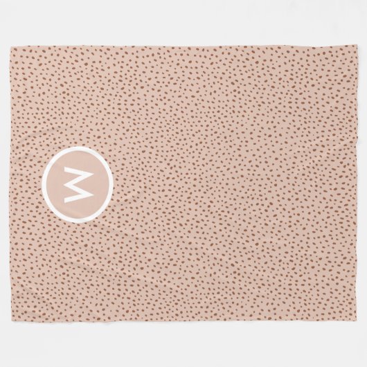 Trendy Beige Monogram met Terracotta Boho Brown Fleece Deken (Voorkant (Horizontaal))