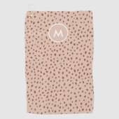 Trendy Beige Monogram met Terracotta Boho Brown Golfhanddoek (Voorkant)