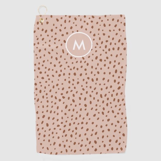 Trendy Beige Monogram met Terracotta Boho Brown Golfhanddoek (Voorkant)