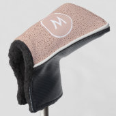 Trendy Beige Monogram met Terracotta Boho Brown Golfheadcover (3/4 voorkant)