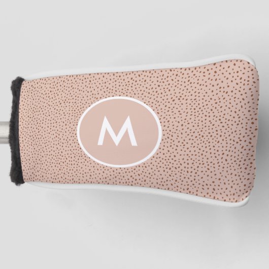 Trendy Beige Monogram met Terracotta Boho Brown Golfheadcover (Voorkant)