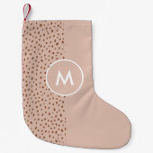 Trendy Beige Monogram met Terracotta Boho Brown Kleine Kerstsok (Voorkant)