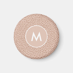 Trendy Beige Monogram met Terracotta Boho Brown Magneet